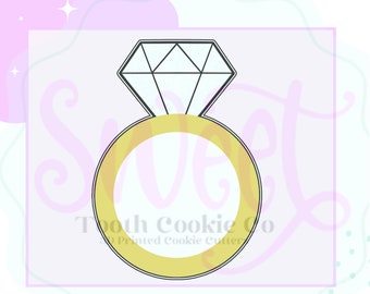 Ring Cookie Cutter. Engagement Cookie Cutter. Diamond Cookie Cutter. Diamond Ring Cookie Cutter. Wedding Ring. Fondant Cutter. Clay Cutter