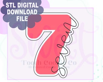 Number 7 STL File Cookie Cutter. 7 Cookie Cutter. Number Seven Cookie Cutter. Seven Cookie Cutter. Number Cookie Cutter.Digital Download STL