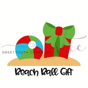 Tropical Christmas Cookie Cutter. Christmas in July Cookie Cutter. Beach Ball Gift Cookie Cutter. Fondant Tool