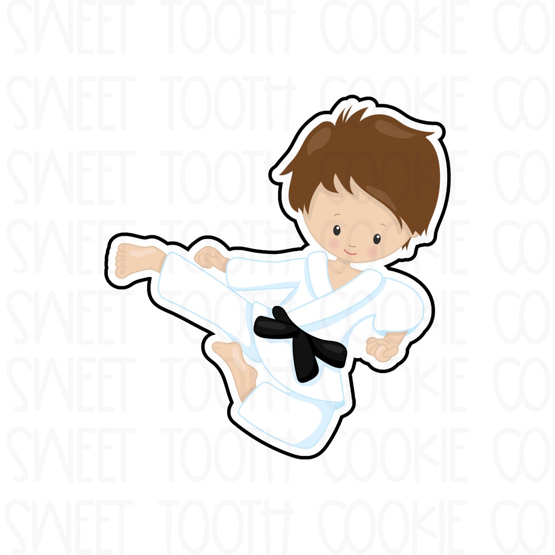 Karate Kid Cookie Cutter. Ninja Boy Cutters. Black Belt Cookie Cutter