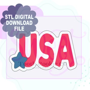 USA Hand-Lettered Cookie Cutter STL File. USA Cookie Cutter. July 4th Cookie Cutter. 4th Of July Cookie Cutter. Fourth Of July Cookie Cutter