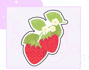 Strawberry Branch Cookie Cutter. Strawberry Cookie Cutter. Fruit Cookie Cutter. Berry Cookie Cutter. Fondant Cutter. Clay Cutter.