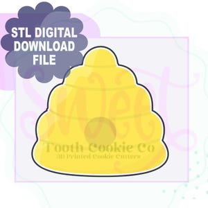 May include: A 3D printed cookie cutter in the shape of a yellow beehive. The cutter is designed for use with cookie dough and is suitable for creating beehive-shaped cookies.