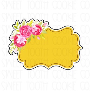 Floral Harper Plaque Cookie Cutter. Floral Plaque Cookie Cutter. Plaque Cookie Cutter. Fondant Cutter. Clay Cutter.