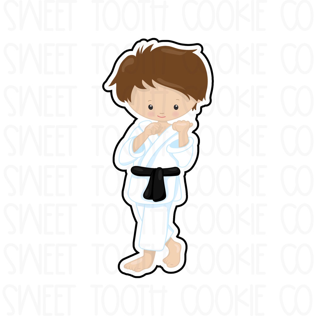 Karate Kid Cookie Cutter. Ninja Boy Cutters. Black Belt Cookie Cutter