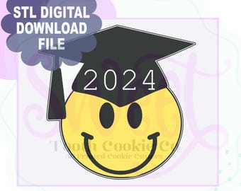 Smiley-Abschluss-Ausstecher. Grad-Ausstechform. Abschlussfeier Cap Cookie Cutter. 2025 Ausstecher. Grad 3D gedruckter Cookie Cutter.