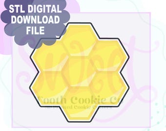 Cortador de galletas digital en formato STL con forma de panal. Cortador de galletas con forma de abeja. Cortador de galletas con forma de placa. Cortador de galletas hexagonal.