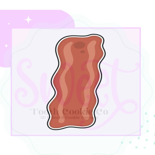 Bacon Cookie Cutter. Bacon Slice Cookie Cutter. Breakfast Cookie Cutter. Food Cookie Cutter.  Fondant Cutter. Clay Cutter.