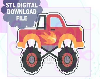 Monster Truck STL Cookie Cutter. Off Road Truck Cookie Cutter. Big Wheel Truck Cookie Cutter. Racing Theme Cookie Cutter.