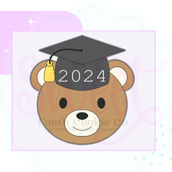 Graduation Bear Cookie Cutter. Grad Cookie Cutter. Graduation 2024 Cookie Cutter. 2024 Grad Cookie Cutter. Grad 3D Printed Cookie Cutter.