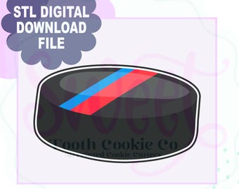 Cortador de galletas con forma de disco de hockey (archivo STL para descarga digital). Cortador de galletas con forma de disco de hockey. Cortador de galletas con forma de deporte de patinaje sobre hielo. Cortador de galletas de hockey sobre hielo.