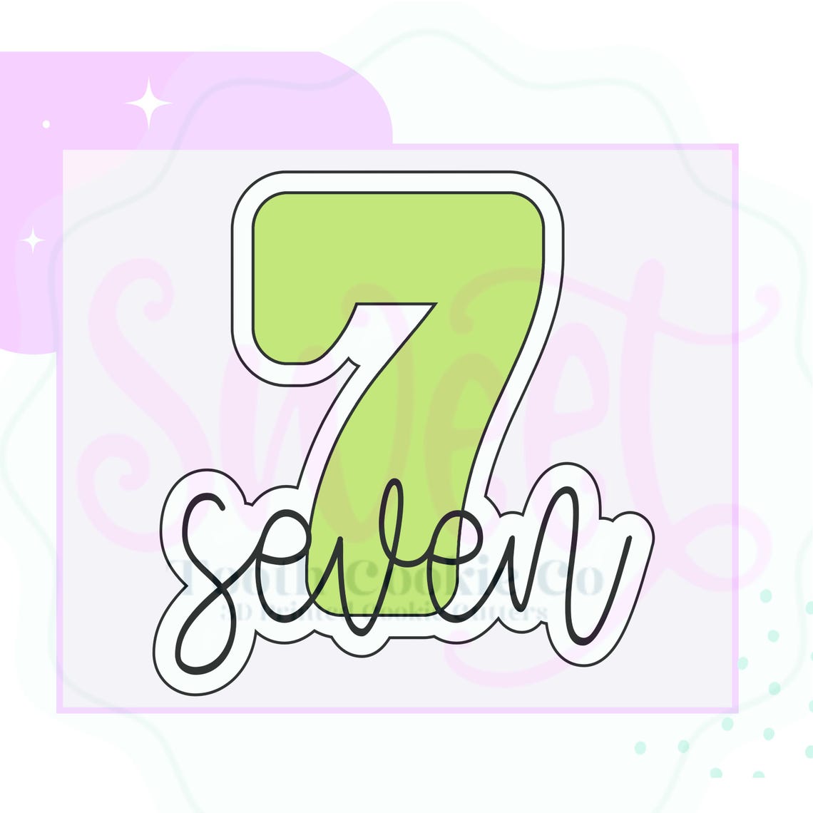 7 Cookie Cutter. Number Cookie Cutter. Number Seven Cookie Cutter. Hand ...