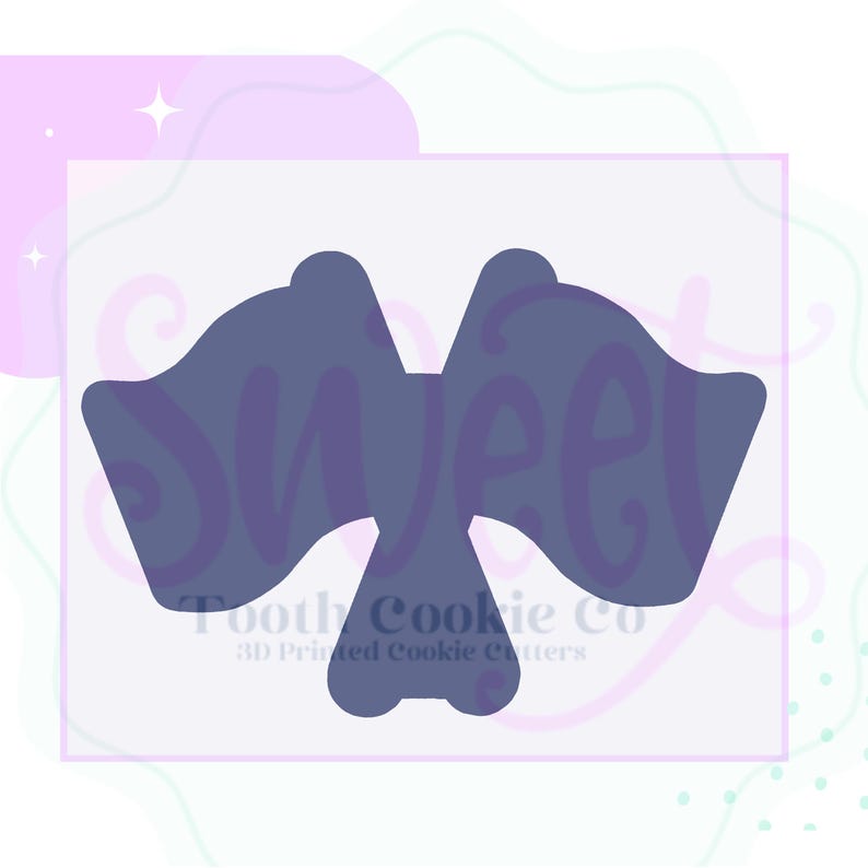 May include: A blue cookie cutter in the shape of two flags crossed over each other. The cookie cutter is for making cookies in the shape of crossed flags. The text "Tooth Cookie Co. 3D Printed Cookie Cutters" is visible at the bottom of the image.