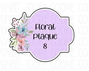 Floral Plaque Cookie Cutter 3D Printed Food Safe PLA Cookie Cutter. Bridal Shower Plaque 3D Printed Food Safe PLA Cookie Cutter.
