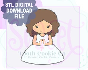Communion Girl STL File Cookie Cutter. Communion Cookie Cutter. Baptism Cookie Cutter. First Communion Cookie Cutter. Fondant Cutter.