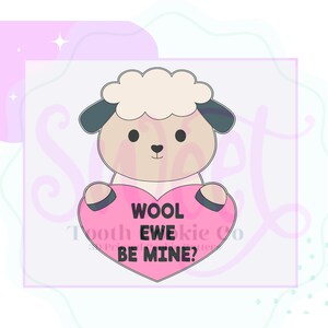 Sheep Cookie Cutter. Heart Cookie Cutter. Be Mine Cookie Cutter. Valentine Animal Cookie Cutter. Valentine Cookie Cutter