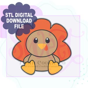 Turkey STL File Cookie Cutter. Cute Turkey Cookie Cutter. Thanksgiving Cookie Cutter. Fall Cookie Cutter. Fondant Cutter.