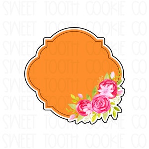 Floral Luna Plaque Cookie Cutter. Floral Plaque Cookie Cutter. Plaque Cookie Cutter. Fondant Cutter. Clay Cutter.