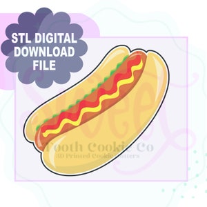 Hotdog STL File Cookie Cutter. Hotdog Cookie Cutter. Food Cookie Cutter. Summer Food Cookie Cutter. Baseball Cookie Cutter.