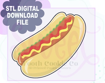 Hotdog STL File Cookie Cutter. Hotdog Cookie Cutter. Food Cookie Cutter. Summer Food Cookie Cutter. Baseball Cookie Cutter.
