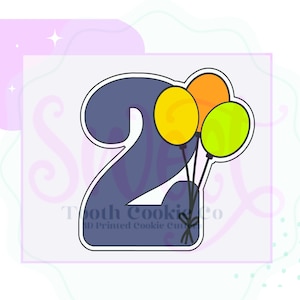 Number 2 with Balloon Cookie Cutter. Number 2 Cookie Cutter. Two Cookie Cutter. Number Cookie Cutter. Birthday Cookie Cutter. Fondant Cutter
