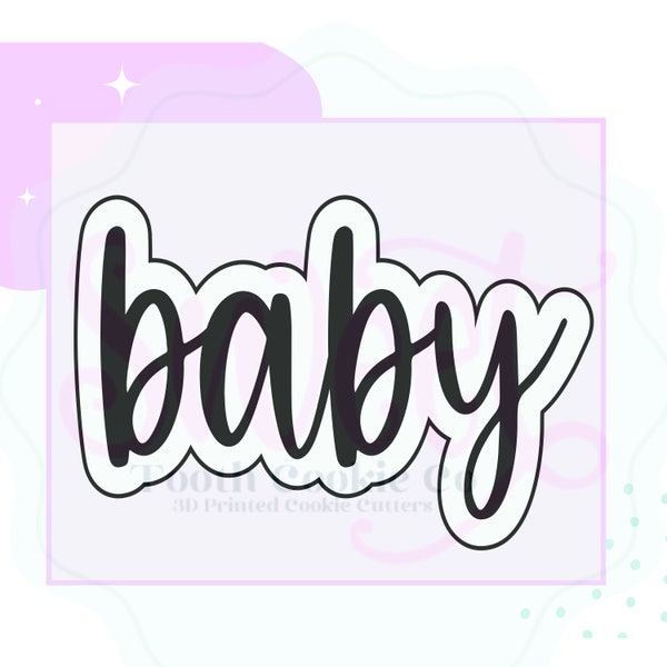 Baby Hand-Lettered Cookie Cutter. Baby Cookie Cutter. Baby Shower Cookie Cutter. Baby Wording Cookie Cutter. Baby Lettered Cookie Cutter
