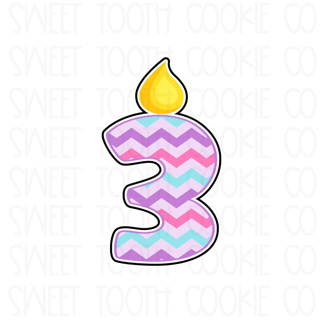 Birthday Candle Number 3 Cookie Cutter. Birthday Candle Cookie Cutter