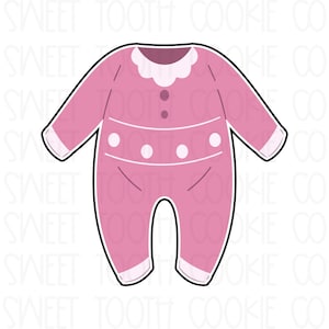 Footie Baby Pajamas 3D Printed Food Safe PLA Cookie Cutter. Baby Shower 3D Printed PLA Cookie Cutter. Fondant Cutter. Sweet Tooth Cookie Co