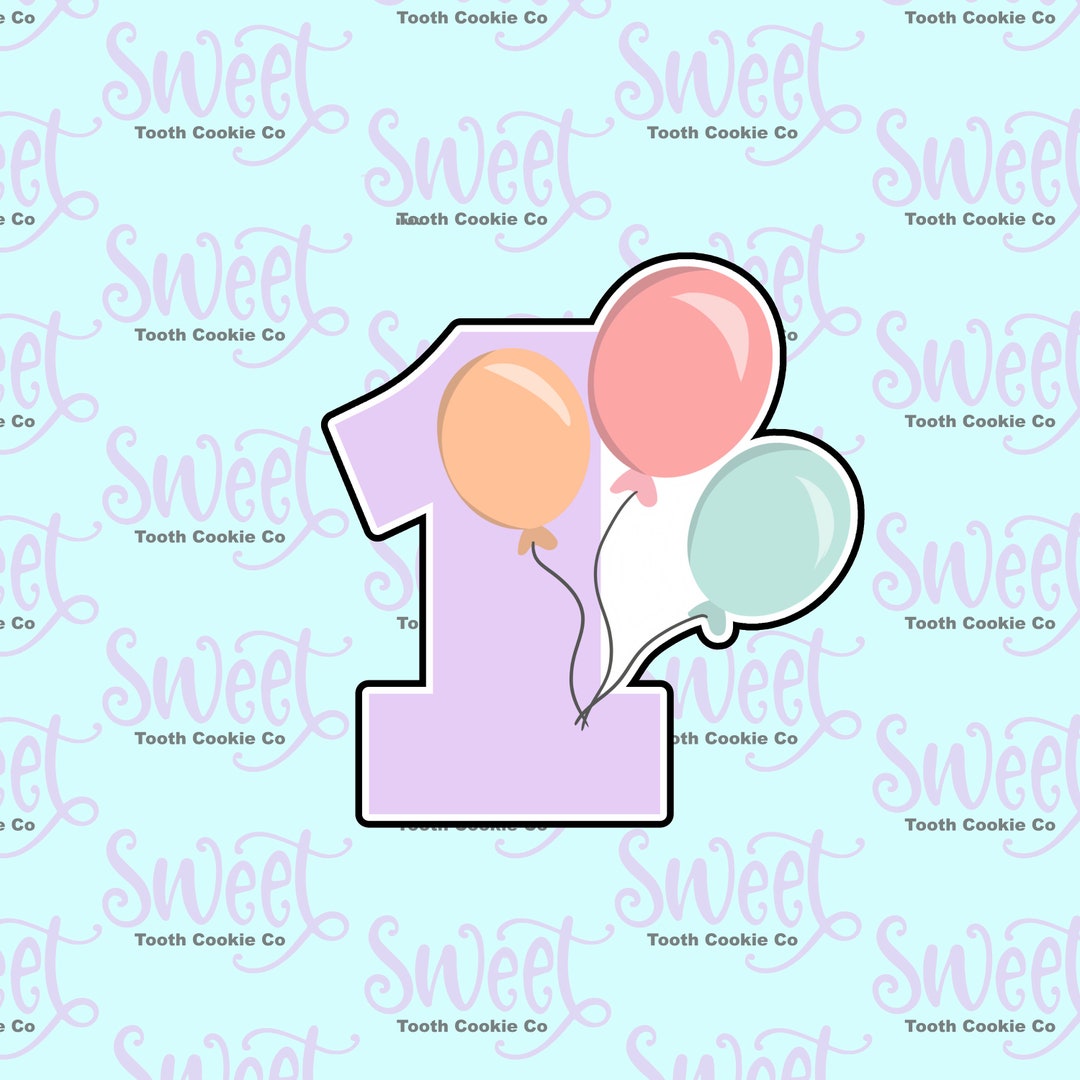 Number 1 Cookie Cutter. Number 1 With Balloons Cookie Cutter. - Etsy