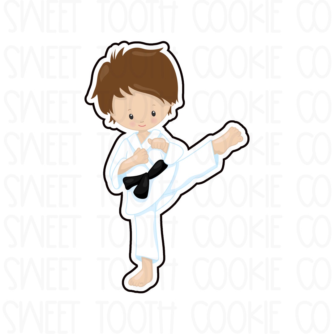 Karate Kid Cookie Cutter. Ninja Boy Cutters. Black Belt Cookie Cutter
