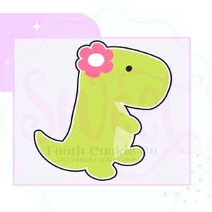 Girly T-Rex Dinosaur Cookie Cutter. T Rex Cookie Cutter. Dinosaur Cookie Cutter. Dino Cookie Cutter. Fondant Cutter. Sweet Tooth Cookie Co