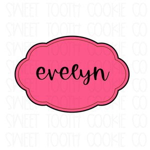 Evelyn Plaque Cookie Cutter. Plaque Cookie Cutter. Fondant Cutter. Clay Cutter.