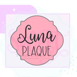 Luna Plaque Cookie Cutter. Plaque Cookie Cutter. Wedding Cookie Cutter. Baby Shower Cookie Cutter. Shape Cookie Cutter. Fondant Cutter.