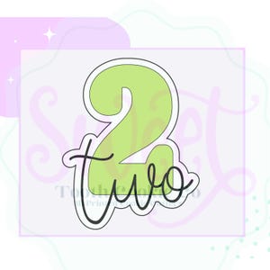 2 Cookie Cutter. Two Cookie Cutter. Number Cookie Cutter. Number 2 Cookie Cutter. Birthday Cookie Cutter. Number Set Cookie Cutter.