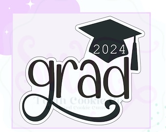 Graduation Cookie Cutter. Grad Cookie Cutter. Graduation Cap Cookie Cutter. 2024 Cookie Cutter. Grad 3D Printed Cookie Cutter.