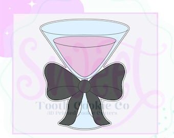 Martini Glass With Bow Cookie Cutter. Martini Glass Cookie Cutter. Drink Cookie Cutter. Martini Cookie Cutter. Cocktail Cookie Cutter