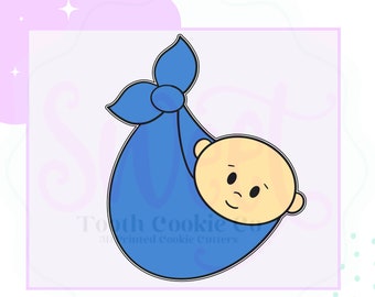 Cortador de galletas con forma de bebé envuelto. Cortador de galletas para revelación de género. Cortador de galletas para niño. Cortador de galletas para baby shower. Cortador de galletas para recién nacido.