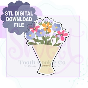 Hochzeit Blumenstrauß Digitaler Download STL-Datei-Cookie Cutter. Blumenstrauß-Ausstechform. Wildblumen Blumenstrauß Cookie Cutter.Flower Cookie Cutter