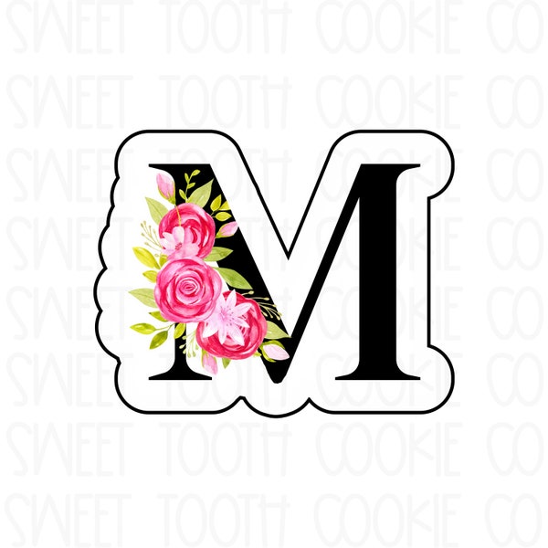 Floral Letter M 3D Printed Food Safe PLA Cookie Cutter. Floral Letter Cookie Cutter. Fondant Cutter. Clay Cutter. Sweet Tooth Cookie Co