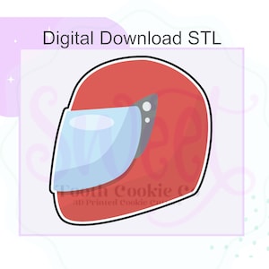 Race Car Helmet STL File Cookie Cutter. Car Cookie Cutter. Sports Car Cookie Cutter. Vehicle Cookie Cutter. Racing Cookie Cutter.