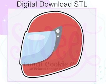 Race Car Helmet STL File Cookie Cutter. Car Cookie Cutter. Sports Car Cookie Cutter. Vehicle Cookie Cutter. Racing Cookie Cutter.