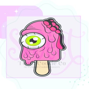 Halloween Ice Cream Cookie Cutter. Halloween Popsicle Cookie Cutter. Eyeball Ice Cream Cookie Cutter. Zombie Cookie Cutter. Fondant Cutter