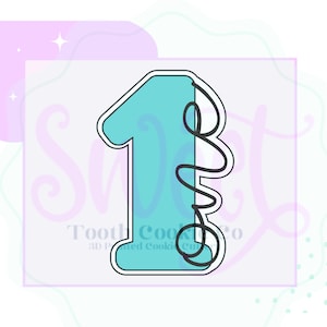 Number One Cookie Cutter. Number Cookie Cutter. Birthday Number 1 Cookie Cutter. First Birthday Cookie Cutter. Age Cookie Cutter.
