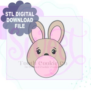 Bunny With Bubblegum STL Cookie Cutter. Bunny Cookie Cutter. Easter Bunny Cookie Cutter. Rabbit Cookie Cutter. Easter Cookie Cutter