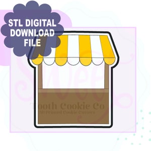 レモネード スタンド STL ファイル クッキー カッター。フード スタンド クッキー カッター。フード カート クッキー カッター。サーカス クッキー カッター。カーニバル クッキー カッター。
