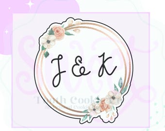 Floral Circle Cookie Cutter. Circle Cookie Cutter. Floral Plaque Cookie Cutter. Flower Plaque Cookie Cutter. Wedding Cookie Cutter.