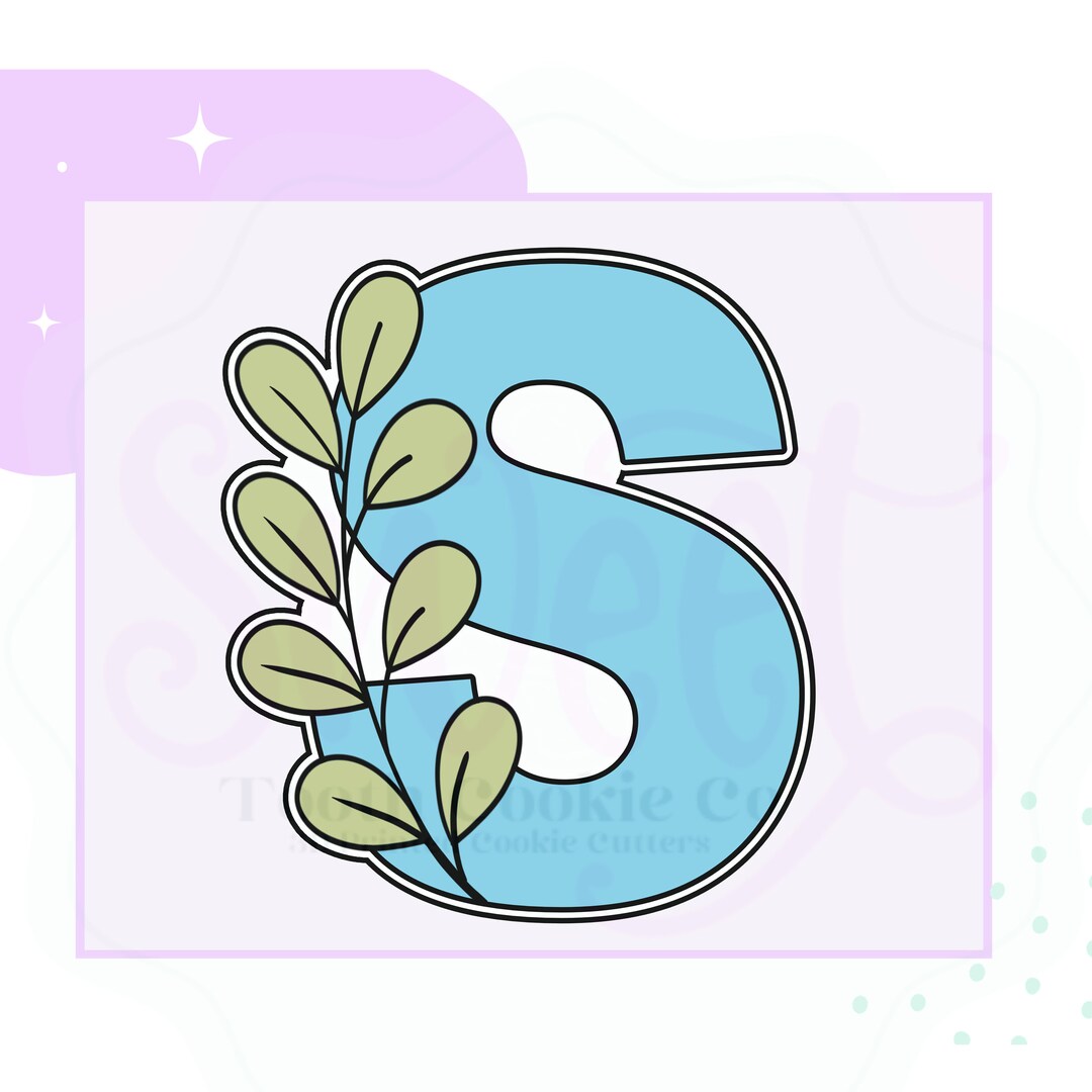 Floral Letter S Cookie Cutter. Letter S Cookie Cutter. Floral Letter Cookie Cutter. Greenery