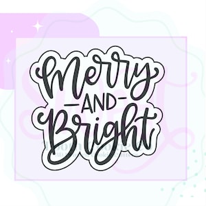 Merry And Bright Cookie Cutter. Merry Christmas Cookie Cutter. Holiday Plaque Cookie Cutter. Xmas Cookie Cutter. Fondant Cutter.