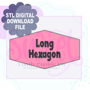 Long Hexagon Digital Download STL Cookie Cutter. Squished Hexagon Cookie Cutter. Stretched Hexagon Cookie Cutter. Hexagon Cookie Cutter.