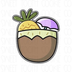 Coconut Drink With Pineapple Cookie Cutter. Tropical Cookie Cutter. Hawaiian Cookie Cutter. Fondant Cutter. Sweet Tooth Cookie Co